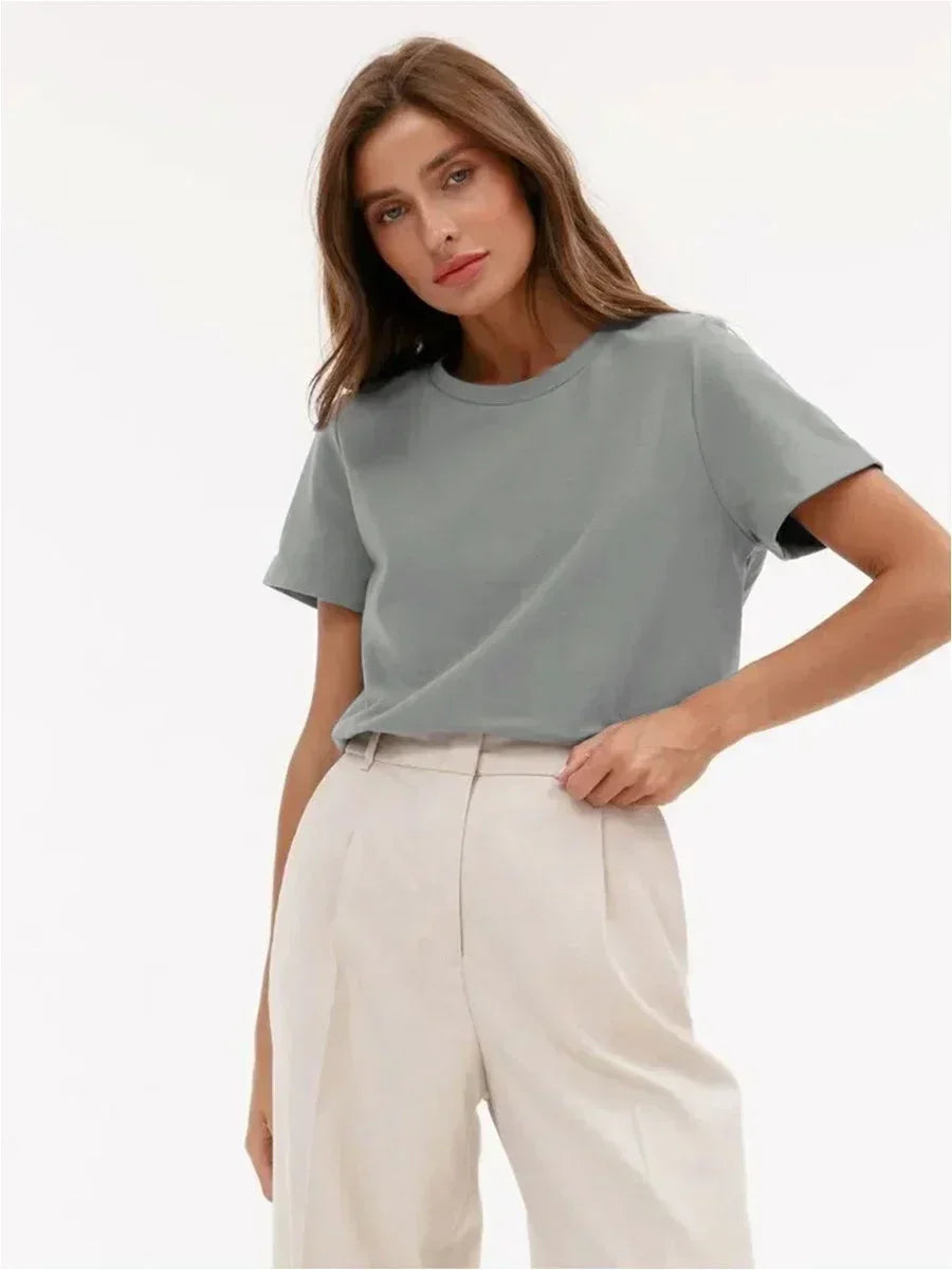BASIC LOOSE COTTON SUMMER TEE