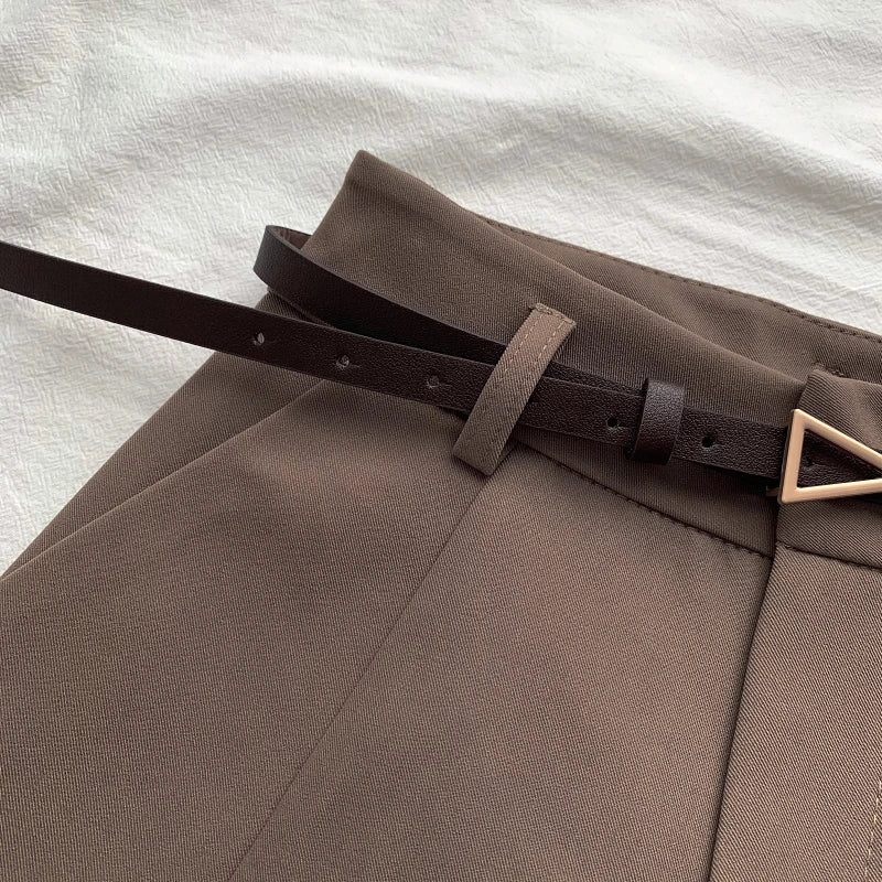 A-LINE HIGH WAIST CASUAL SHORTS WITH BELT