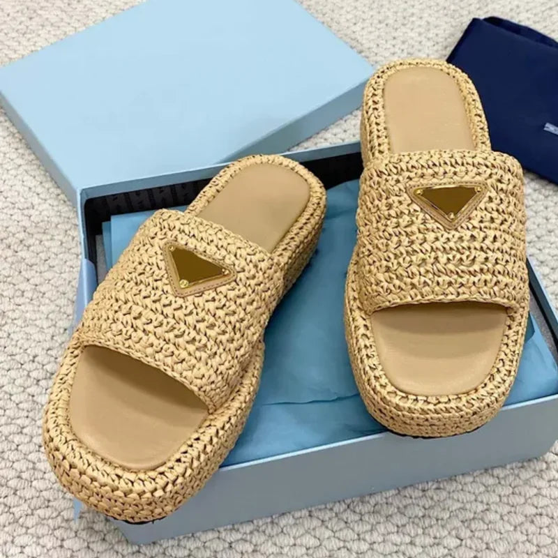 HANDKNIT THICK SOLE RUBBER SLIPPERS