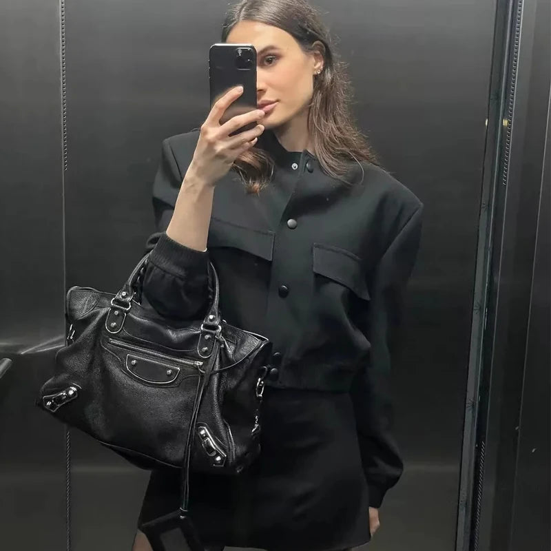 WOMEN'S CROPPED BOMBER JACKET