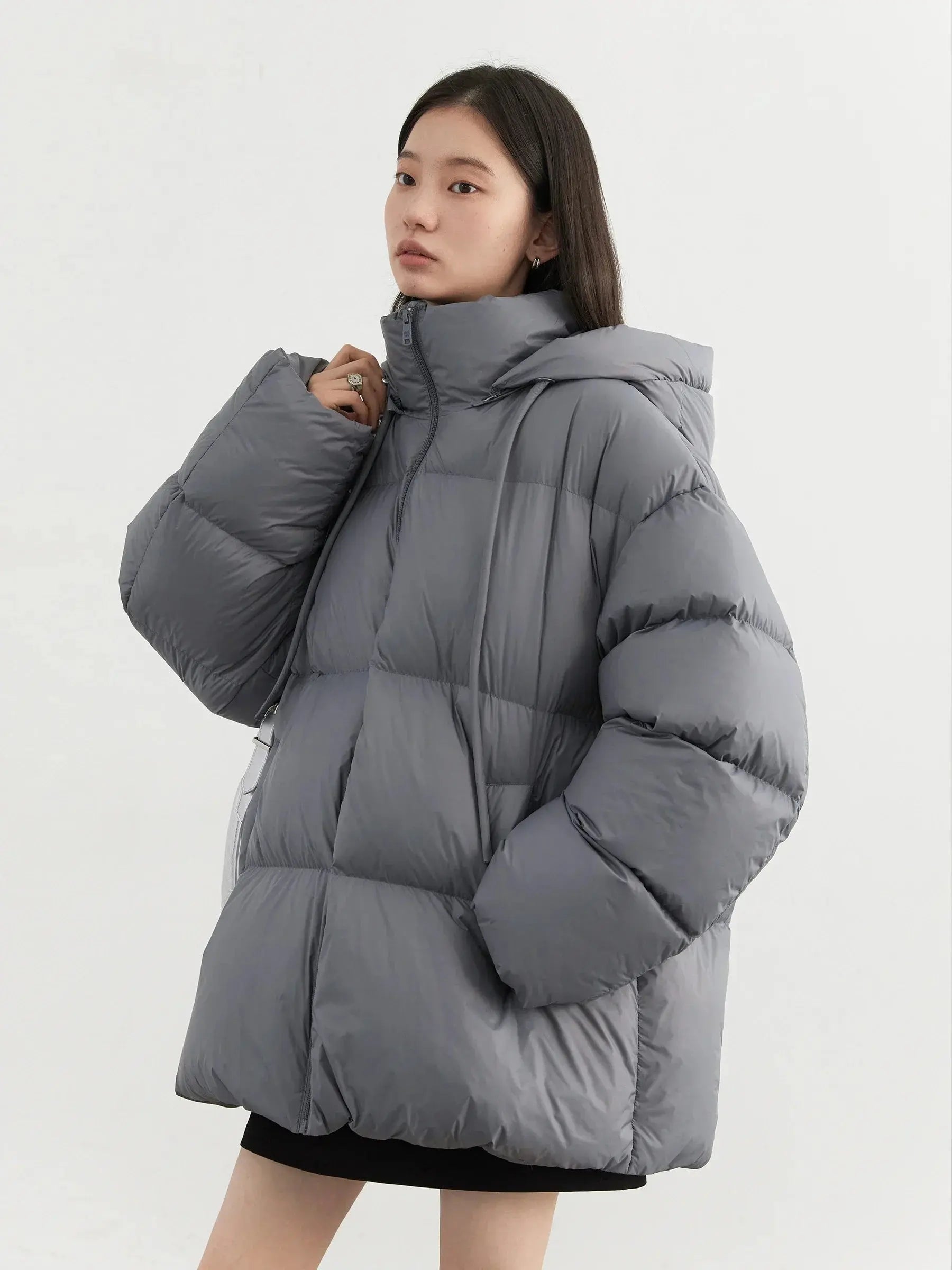 WOMEN’S HOODED DOWN PUFFER JACKET WHITE DUCK DOWN SOLELII