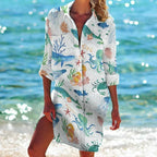 MARINE THEMED LOOSE LONG BLOUSE SOLELII