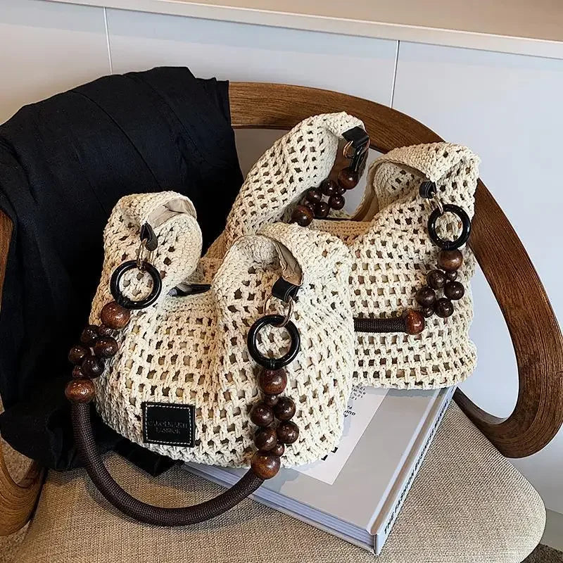 KNIT MESH BUCKET SHOULDER BAG