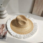 STRAW HAT WITH LACE BAND AND WIDE BRIM Test