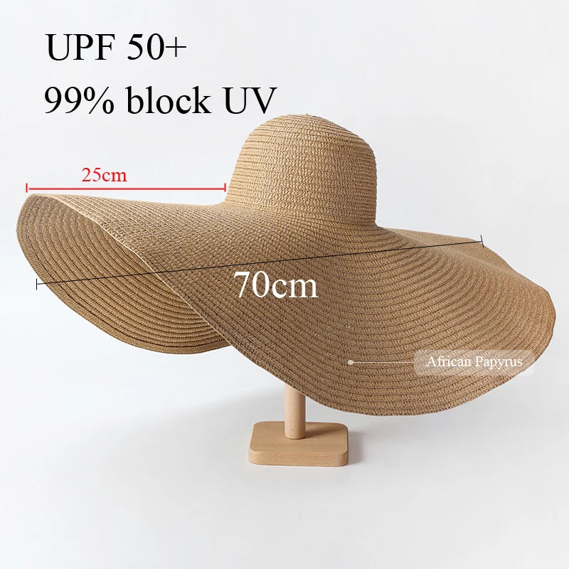WIDE-BRIMMED STRAW SUN HAT