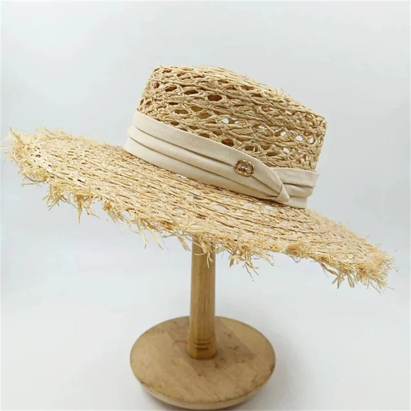 SUMMER STRAW HAT FLAT TOP