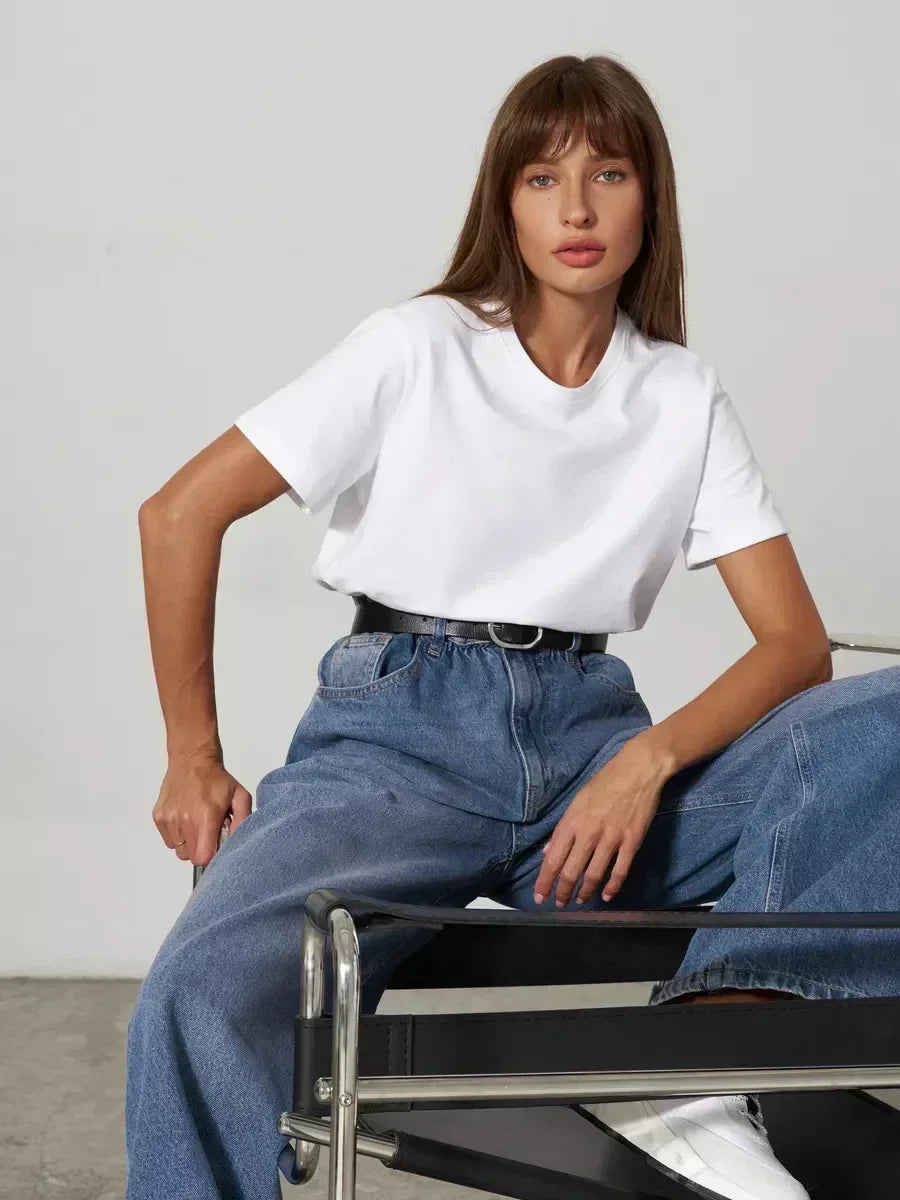 BASIC LOOSE COTTON SUMMER TEE