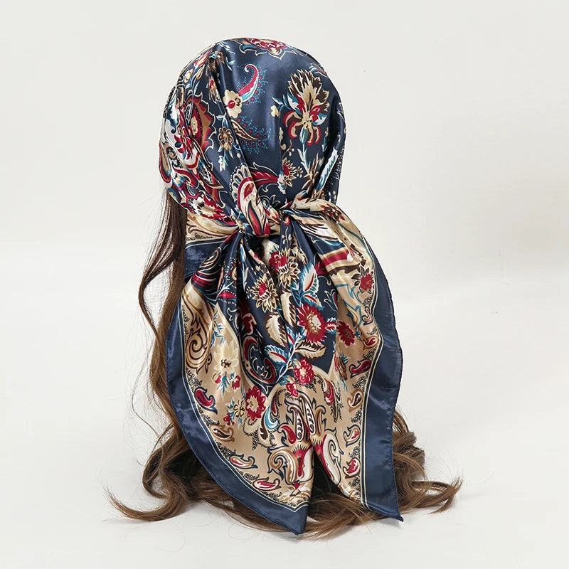 SATIN PRINT MULTIFUNCTIONAL SQUARE SCARF