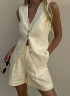 WOLFEEL CASUAL COTTON AND LINEN SET - VEST AND SHORTS Test