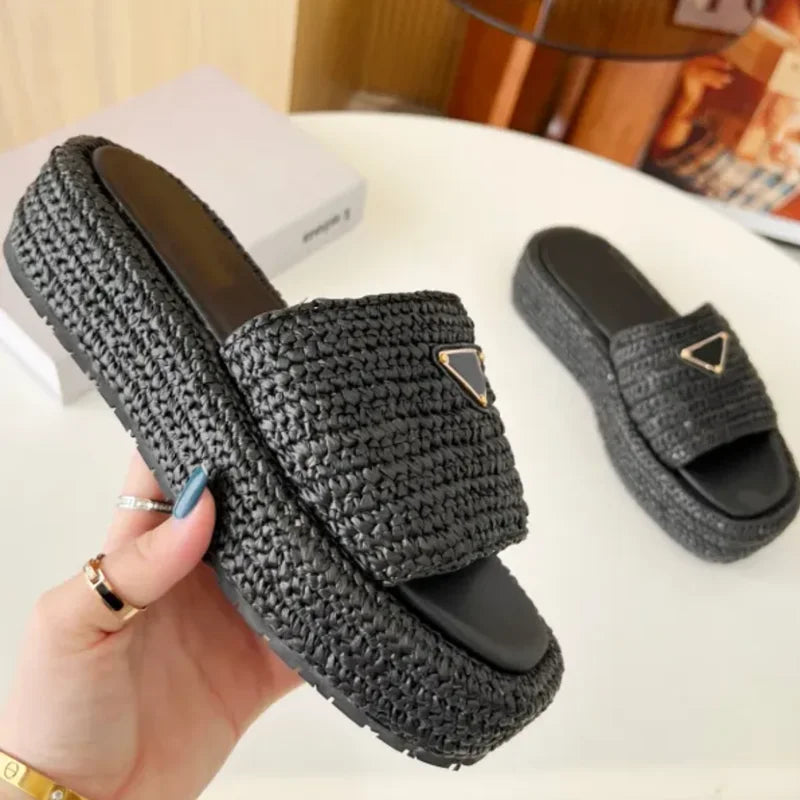 HANDKNIT THICK SOLE RUBBER SLIPPERS