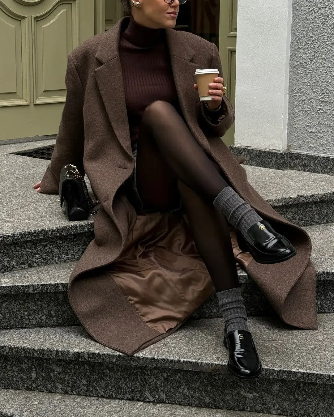 WOMEN'S WOOL BLEND SHOULDER PAD COAT