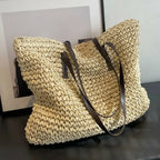 LUXURY STRAW WOVEN TOTE BAG SOLELII