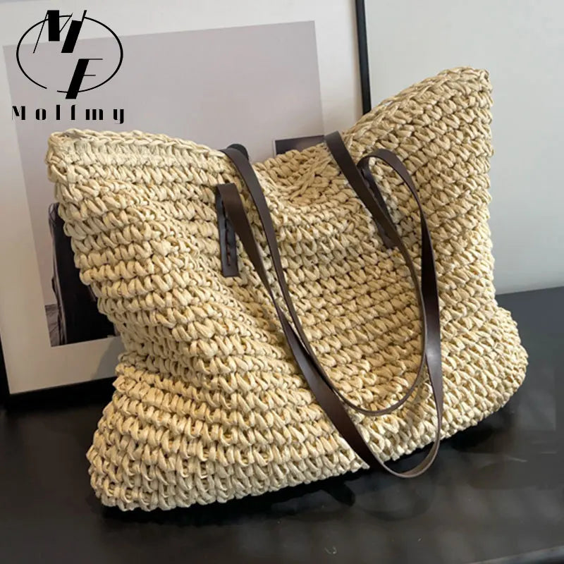 LUXURY STRAW WOVEN TOTE BAG