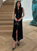 SLEEVELESS KNITTED DRESS WITH ROUND NECK SOLELII