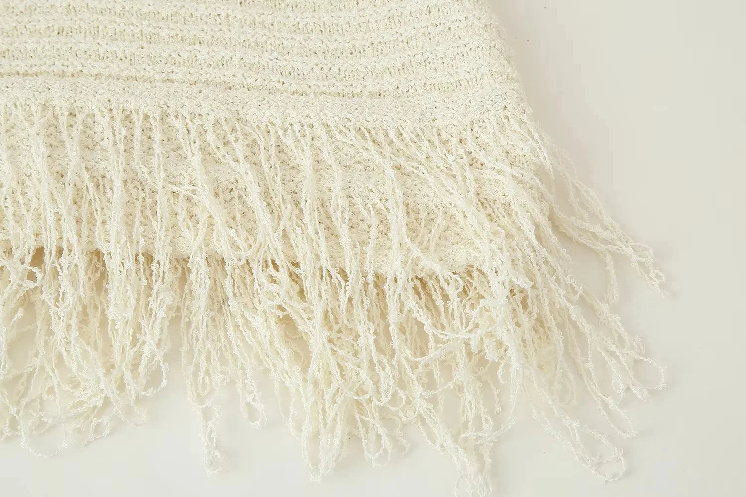 KNIT TASSEL HOLLOW-OUT SHIRT & MINI SKIRT SET