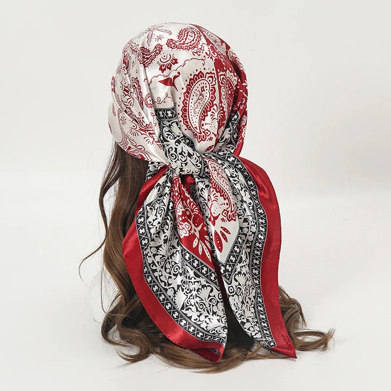 SATIN PRINT MULTIFUNCTIONAL SQUARE SCARF