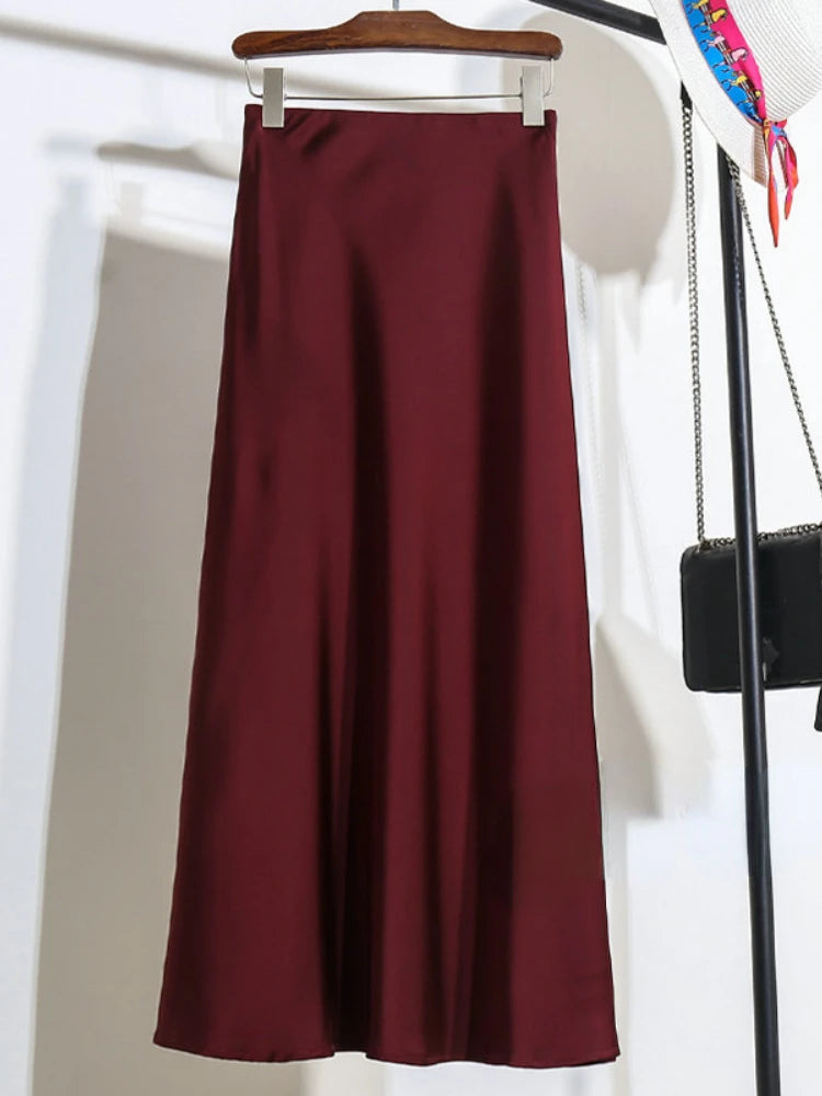 KOREAN SATIN FISHTAIL HIGH WAIST SKIRT