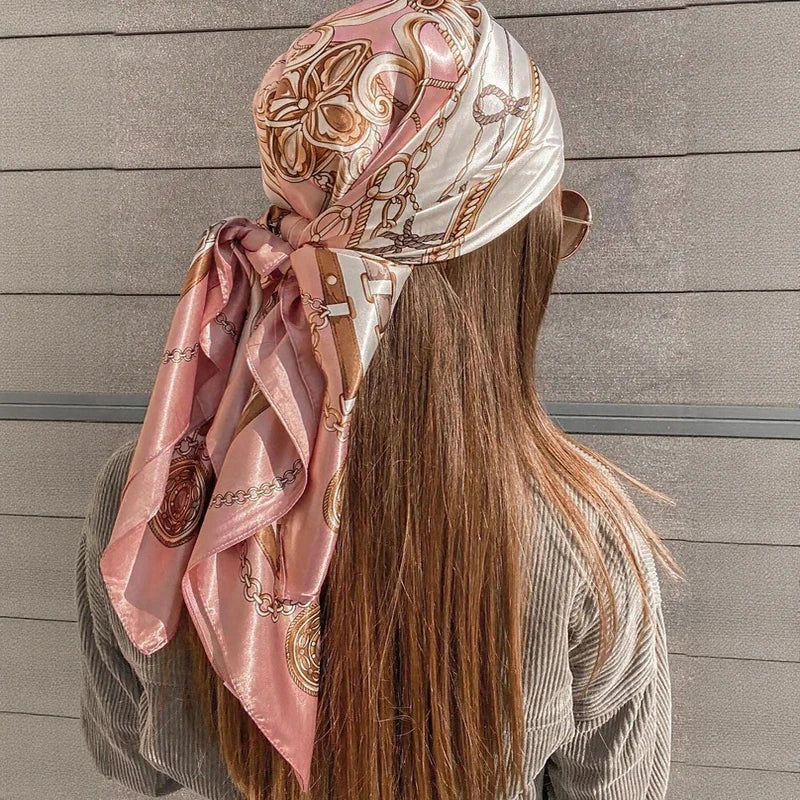 SATIN PRINT SQUARE SCARF
