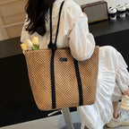 SUMMER STRAW BAG WITH SHOULDER STRAP AND LARGE CAPACITY SOLELII
