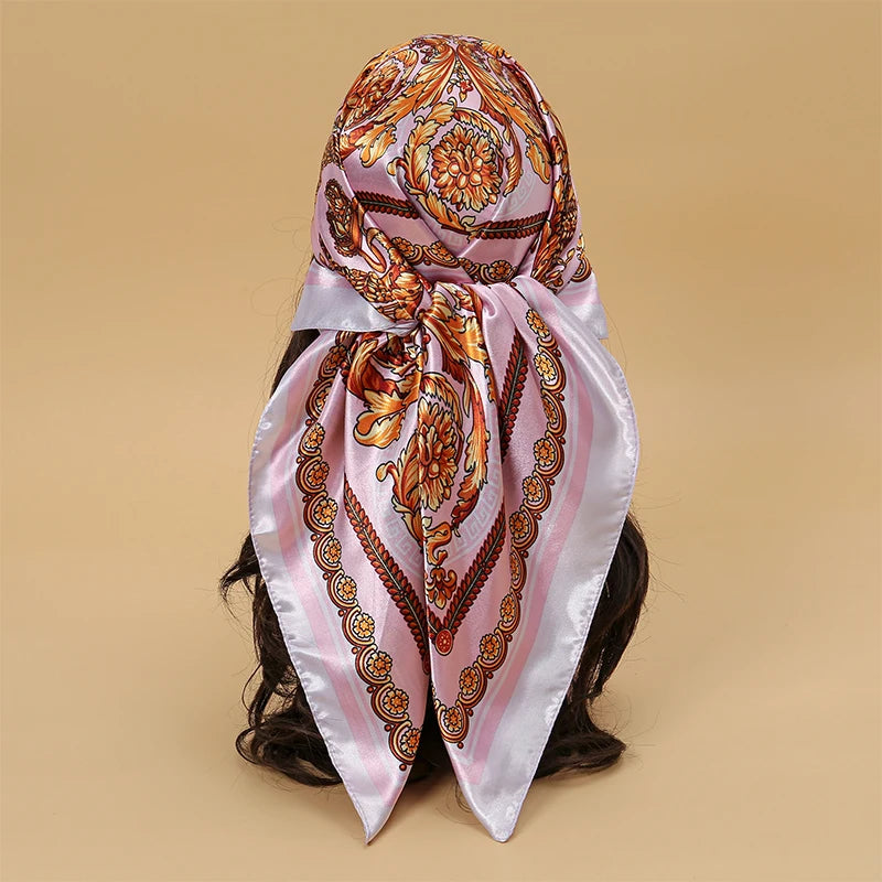 SATIN PRINT SQUARE SCARF