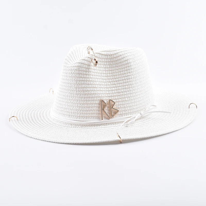 SUMMER STRAW HAT WITH LETTER