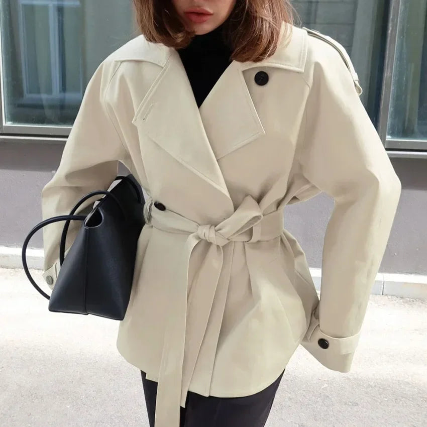 CROPPED TRENCH COAT WITH BELT