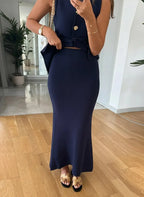 KNIT WAISTCOAT & MIDI SKIRT SET SOLELII