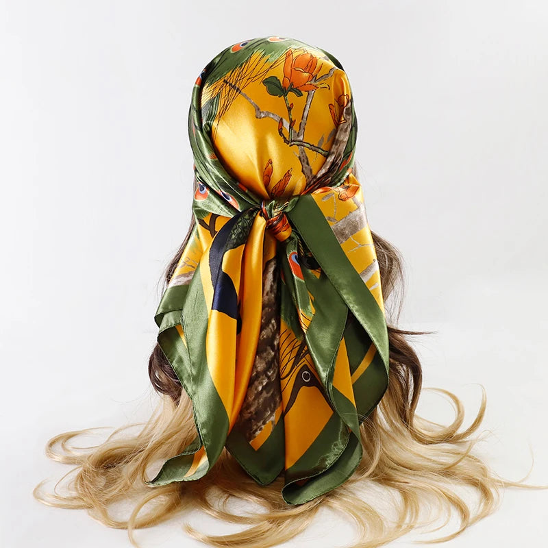 SATIN PRINT MULTIFUNCTIONAL SQUARE SCARF
