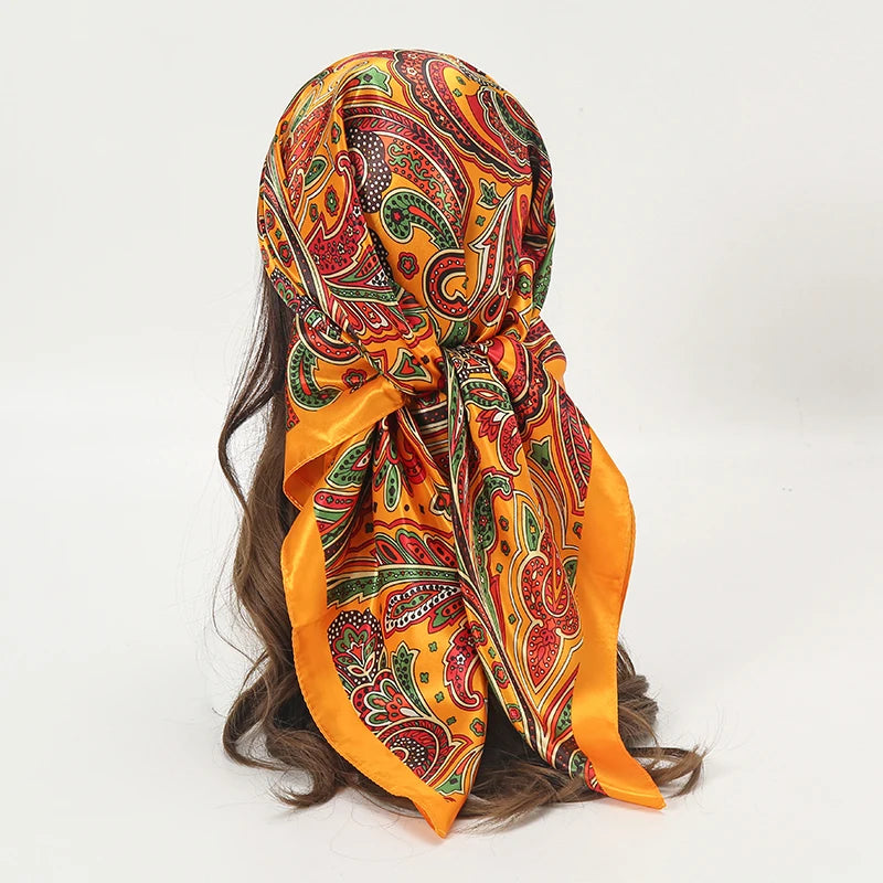 SATIN PRINT MULTIFUNCTIONAL SQUARE SCARF