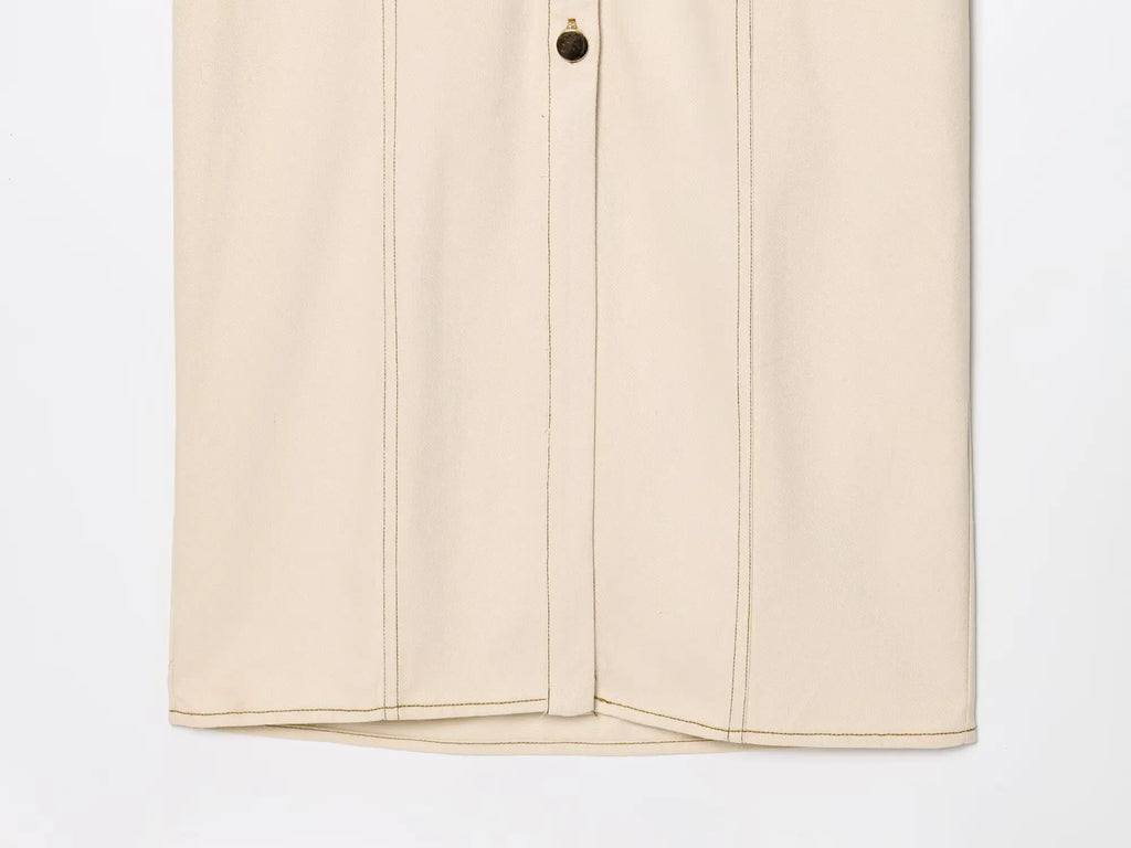 ELEGANT JEANS MIDI DRESS WITH NECKLINE