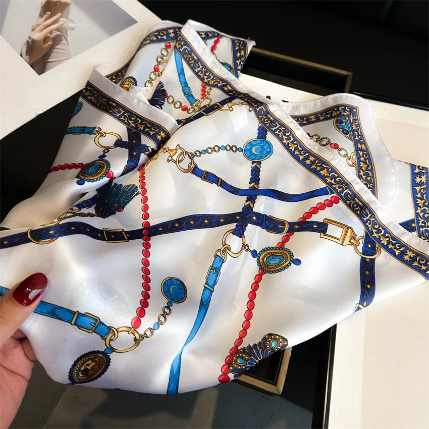 LUXURY CHAIN PRINT SILK-LIKE SCARF