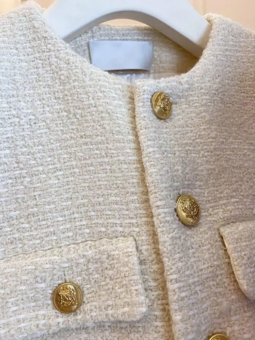 SHORT TWEED COAT WITH GOLD BUTTONS