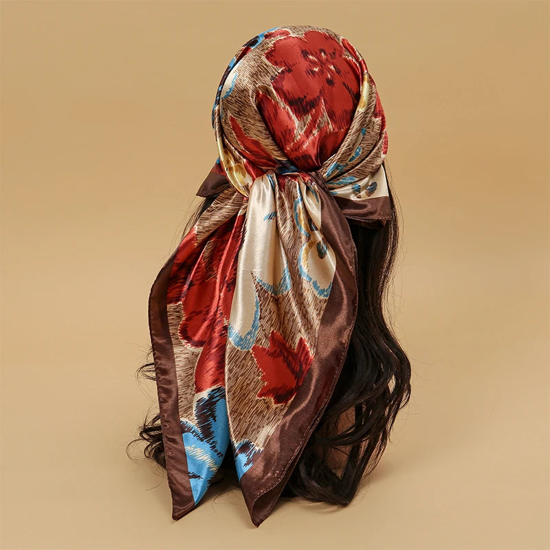 SATIN PRINT SQUARE SCARF