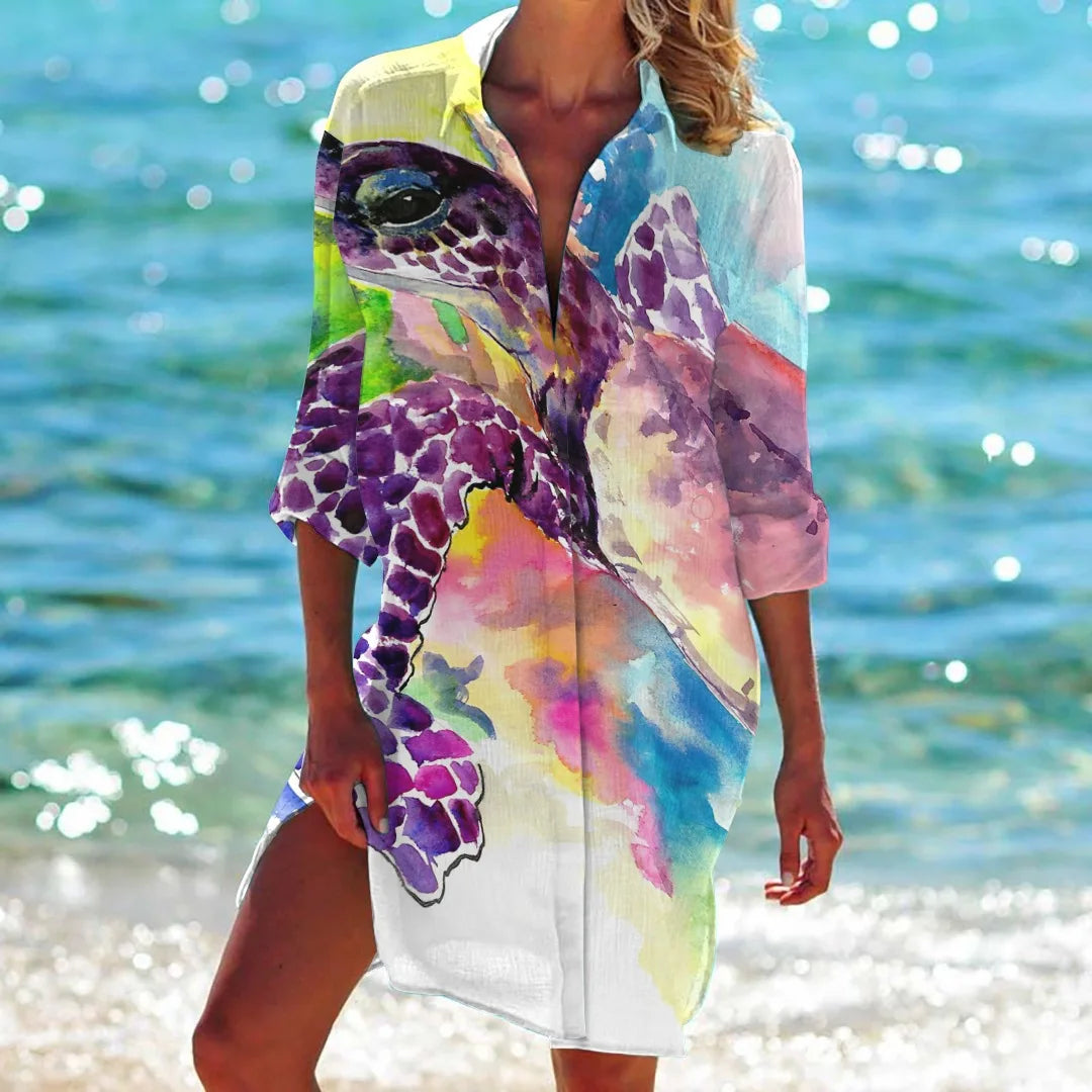MARINE THEMED LOOSE LONG BLOUSE
