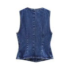 WOMEN’S BLUE DENIM CROPPED VEST Test