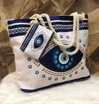 LARGE POLYESTER GREEK EYE BEACH BAG SOLELII