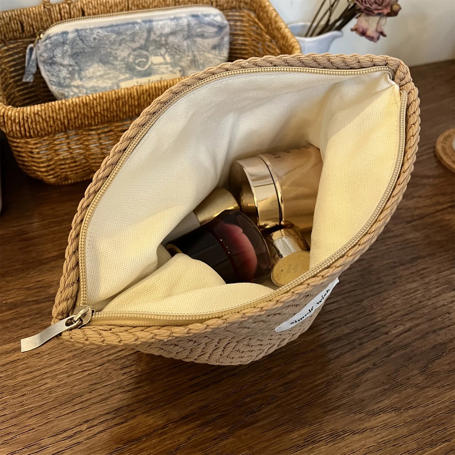 WOVEN POLYESTER TRAVEL COSMETIC BAG