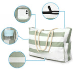 STRIPED CANVAS BEACH STORAGE BAG SOLELII