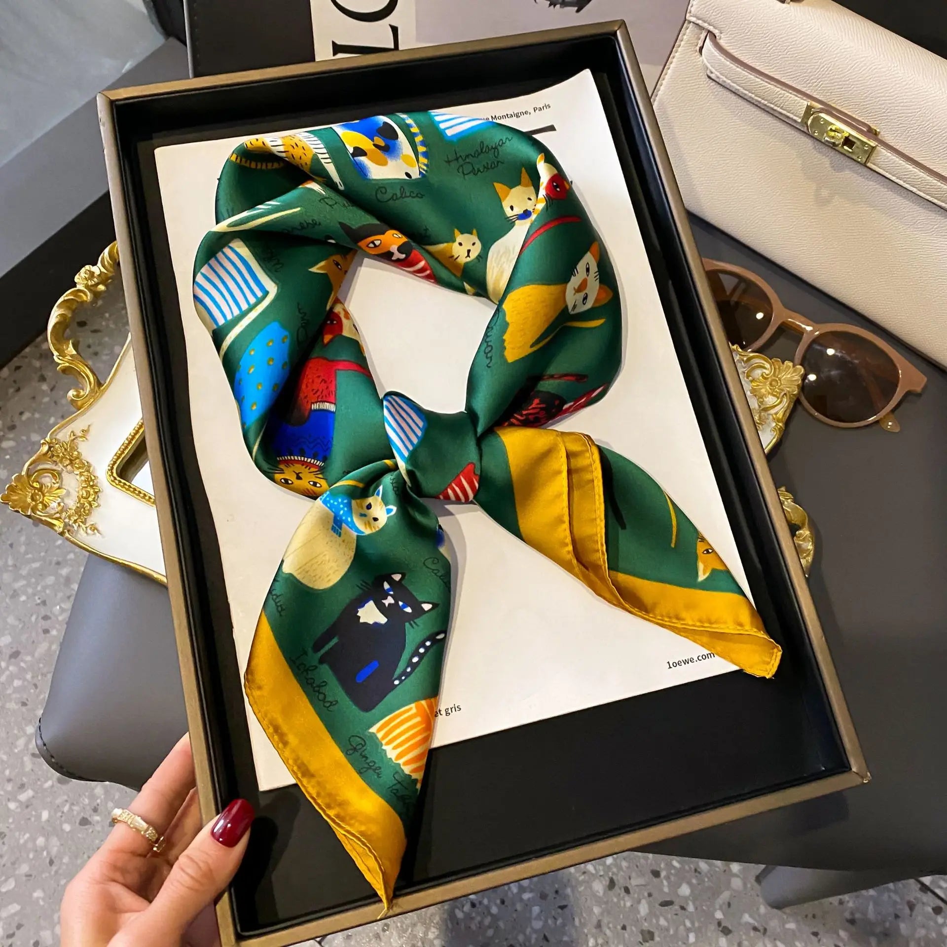 NORDIC STYLE FAUX SILK SQUARE SCARF
