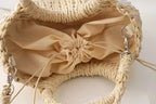 HANDWOVEN HALF-MOON STRAW BASKET BAG SOLELII