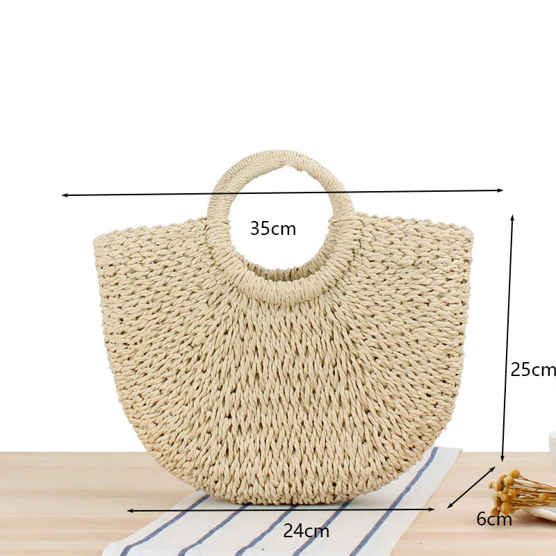 HANDWOVEN HALF-MOON STRAW BAG