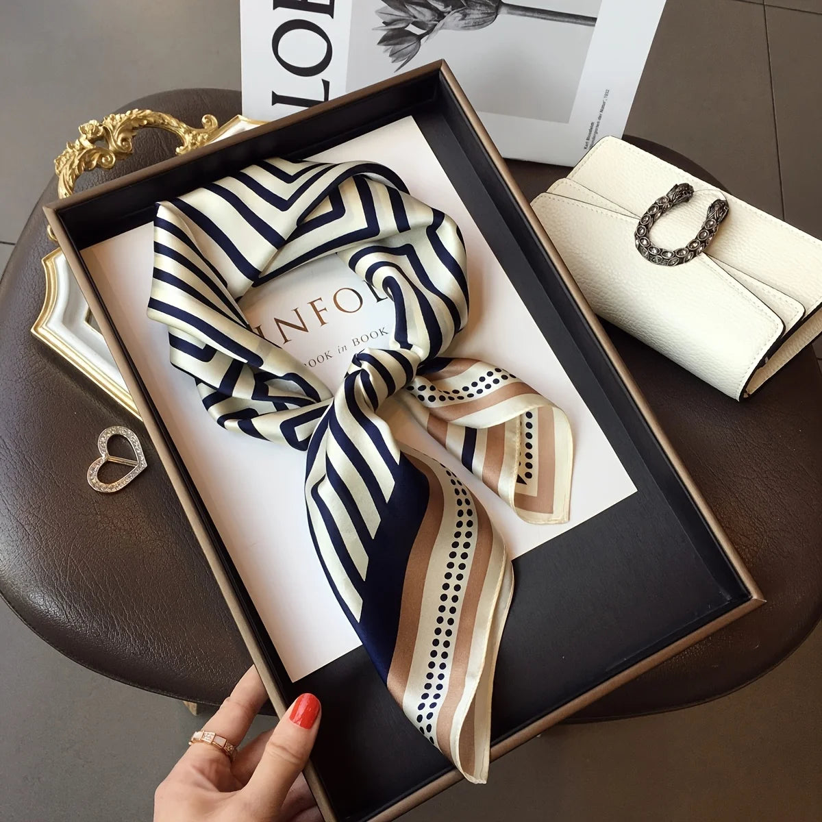 NORDIC STYLE FAUX SILK SQUARE SCARF