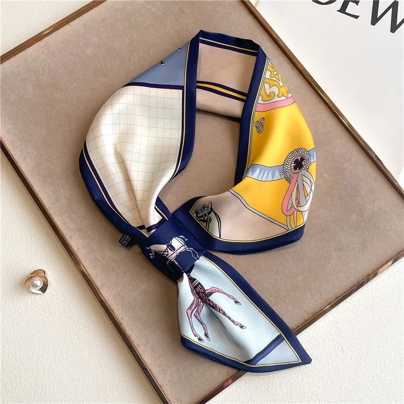 SATIN SILK PRINT NECKERCHIEF SCARF