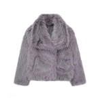 FAUX FUR COAT WITH LAPEL COLLAR SOLELII