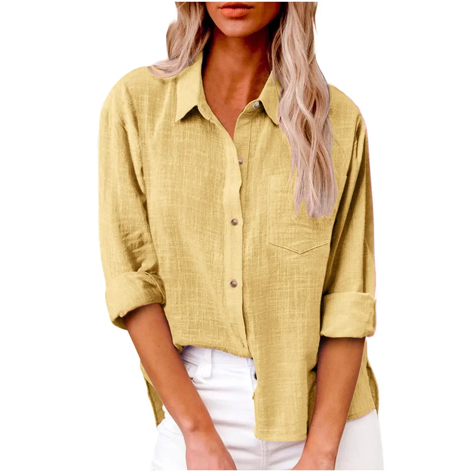 COTTON LINEN LONG SLEEVE TOP