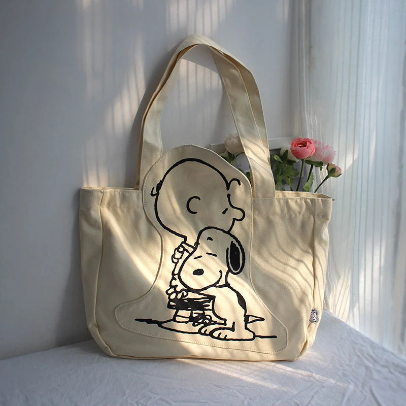 SNOOPY PRINT CANVAS CROSSBODY BAG