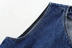 WOMEN’S BLUE DENIM CROPPED VEST Test