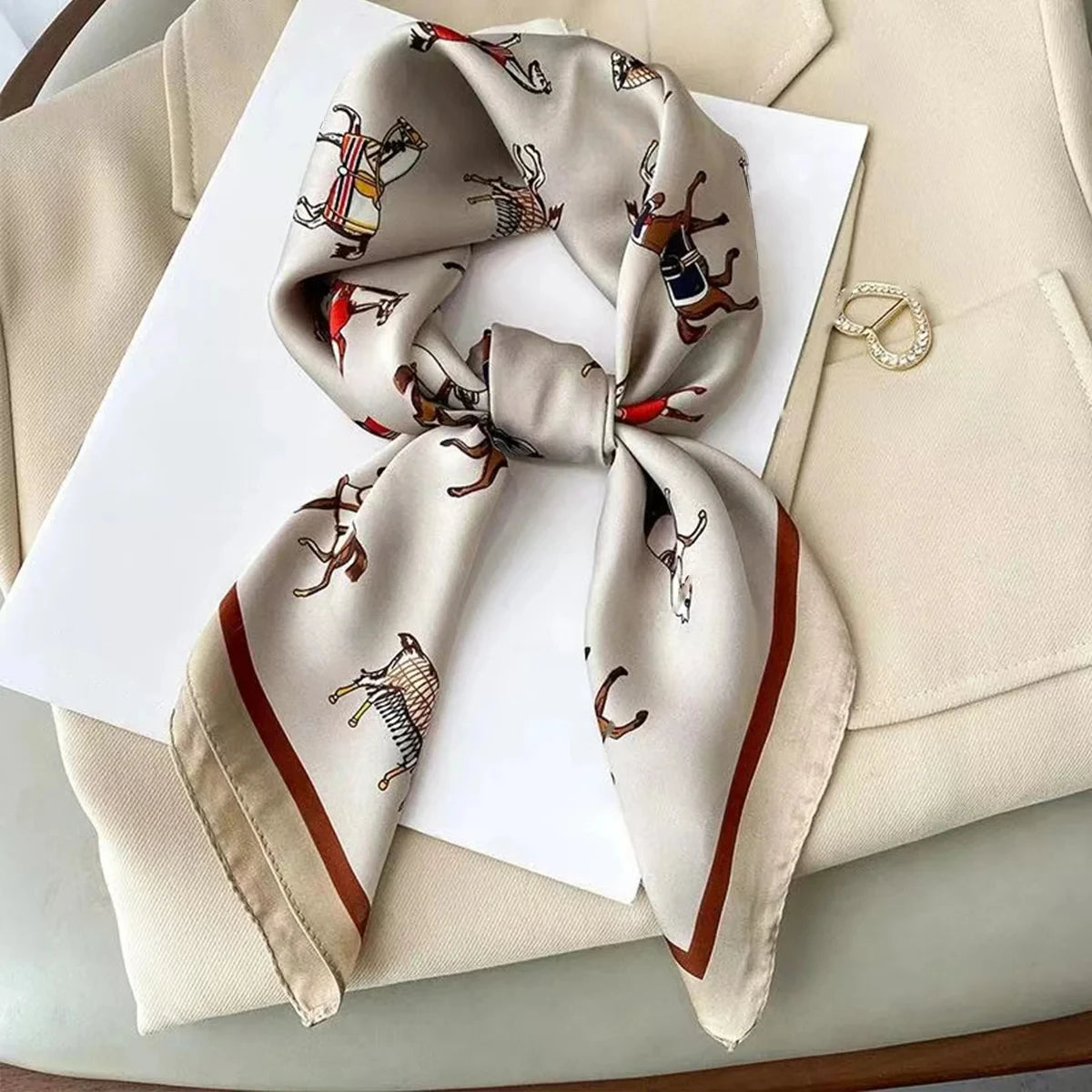 NORDIC STYLE FAUX SILK SQUARE SCARF