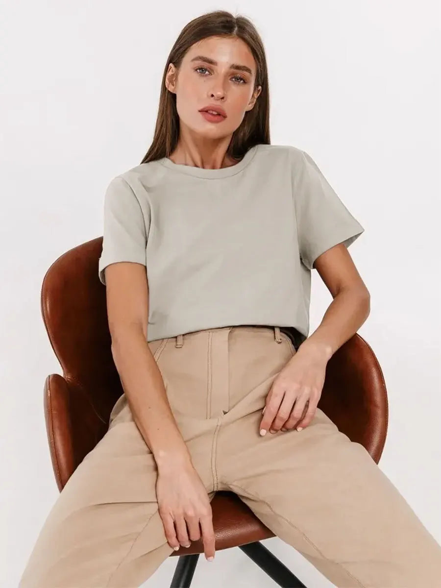 BASIC LOOSE COTTON SUMMER TEE