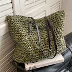 LUXURY STRAW WOVEN TOTE BAG SOLELII